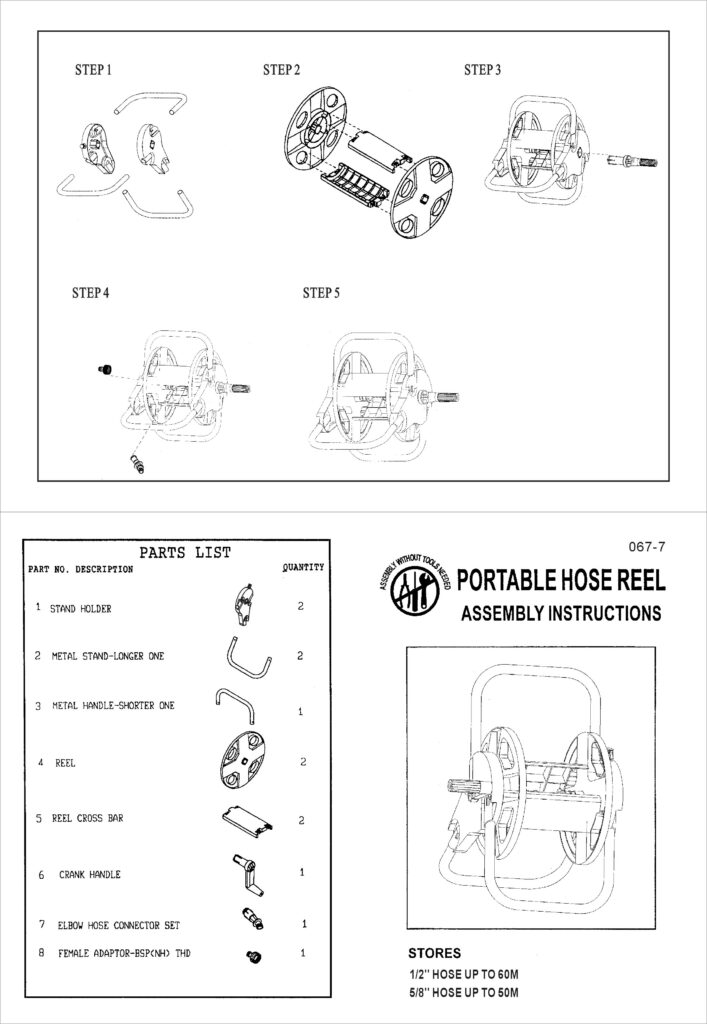 Hose reel assembly instructions